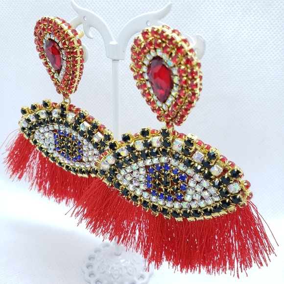 Eye drop tassel drop earrings women , new jewelry - Picture 3 of 7